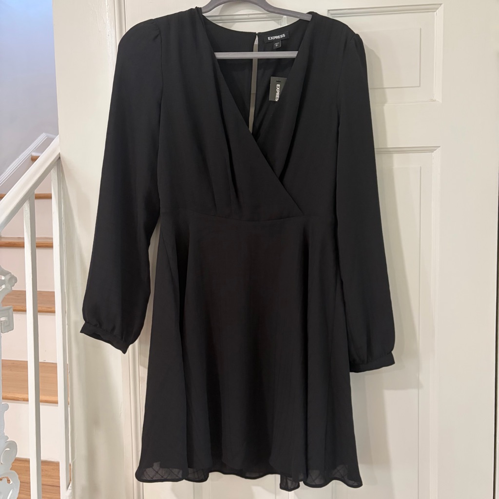 Nwt Express Little Black Dress V-Neck A-Line Size S